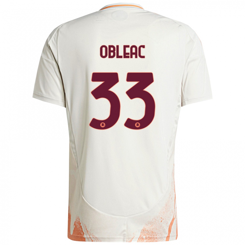 Bambino Maglia Matteo Obleac #33 Crema Bianco Arancione Kit Gara Away 2024/25 Maglietta