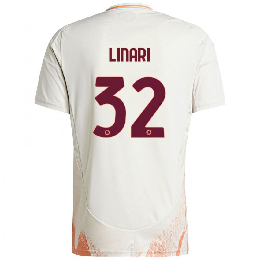 Bambino Maglia Elena Linari #32 Crema Bianco Arancione Kit Gara Away 2024/25 Maglietta