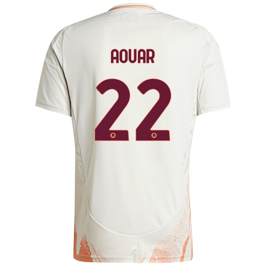 Bambino Maglia Houssem Aouar #22 Crema Bianco Arancione Kit Gara Away 2024/25 Maglietta