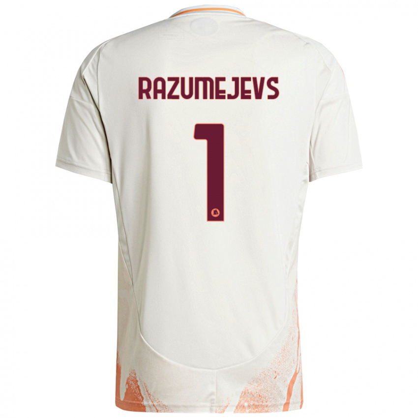 Bambino Maglia Vladislavs Razumejevs #1 Crema Bianco Arancione Kit Gara Away 2024/25 Maglietta