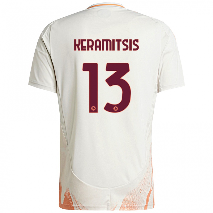 Bambino Maglia Dimitrios Keramitsis #13 Crema Bianco Arancione Kit Gara Away 2024/25 Maglietta