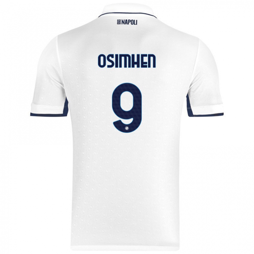 Bambino Maglia Victor Osimhen #9 Bianco Blu Reale Kit Gara Away 2024/25 Maglietta