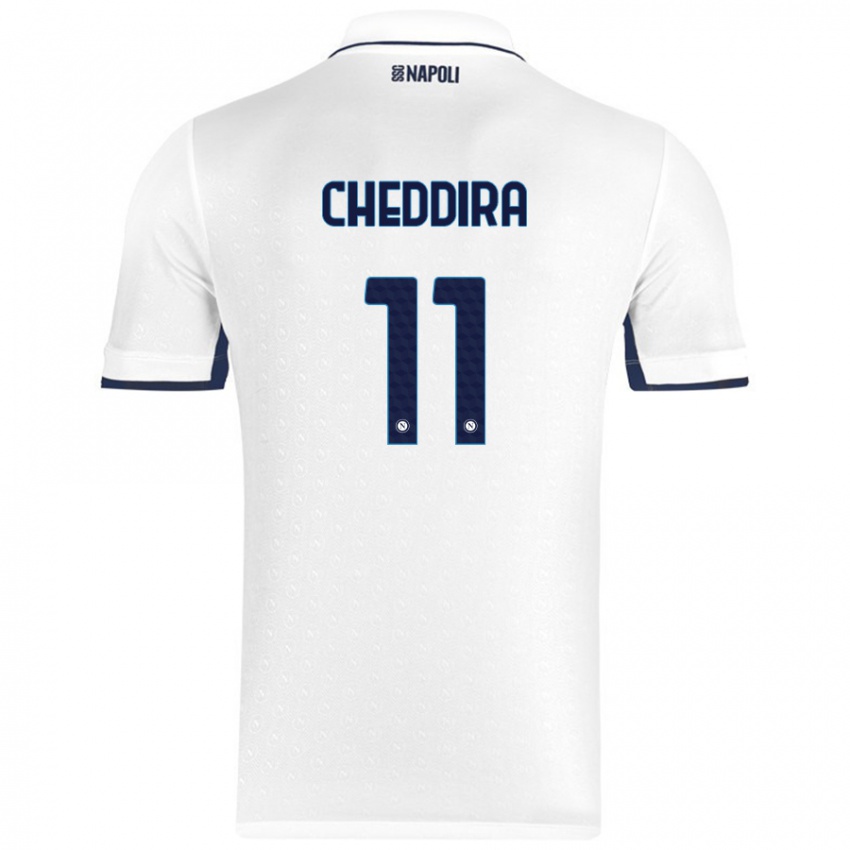 Bambino Maglia Walid Cheddira #11 Bianco Blu Reale Kit Gara Away 2024/25 Maglietta