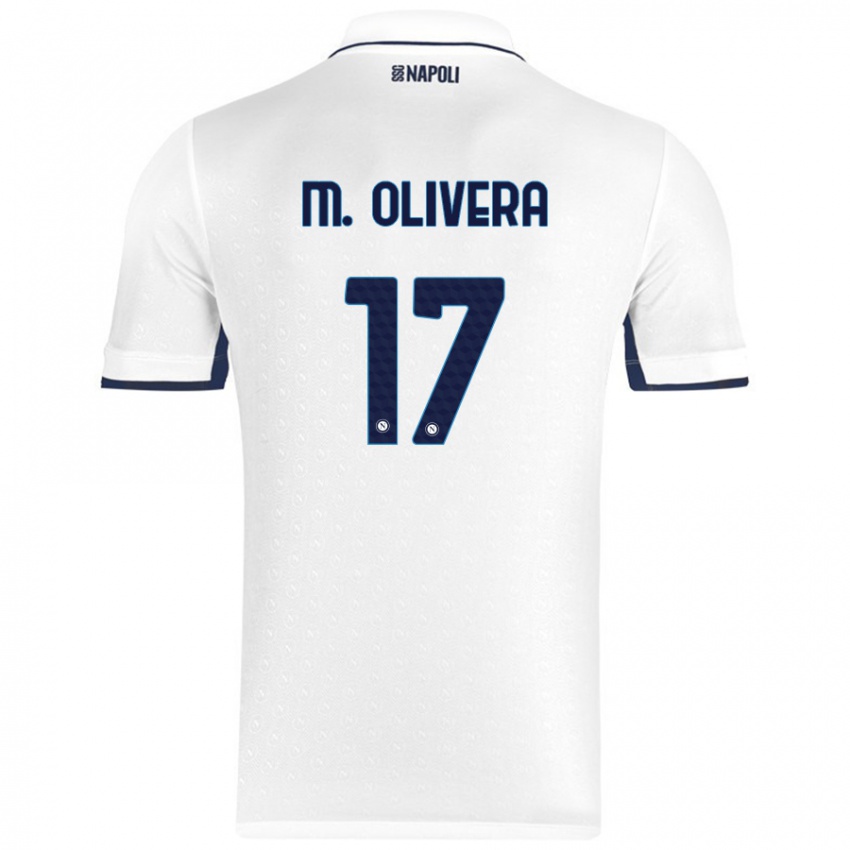 Bambino Maglia Mathias Olivera #17 Bianco Blu Reale Kit Gara Away 2024/25 Maglietta