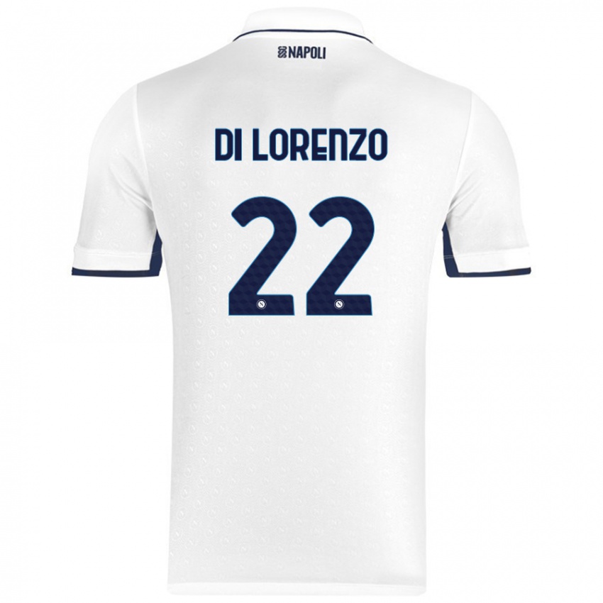 Bambino Maglia Giovanni Di Lorenzo #22 Bianco Blu Reale Kit Gara Away 2024/25 Maglietta