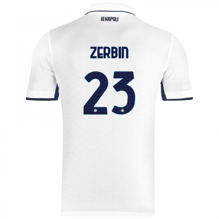 Bambino Maglia Alessio Zerbin #23 Bianco Blu Reale Kit Gara Away 2024/25 Maglietta