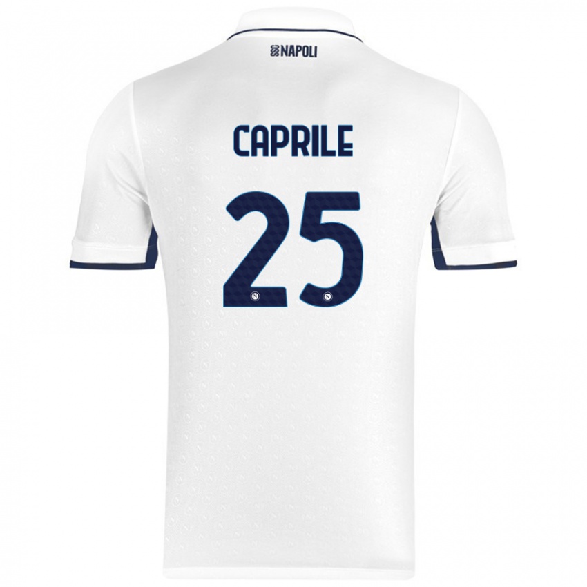 Bambino Maglia Elia Caprile #25 Bianco Blu Reale Kit Gara Away 2024/25 Maglietta