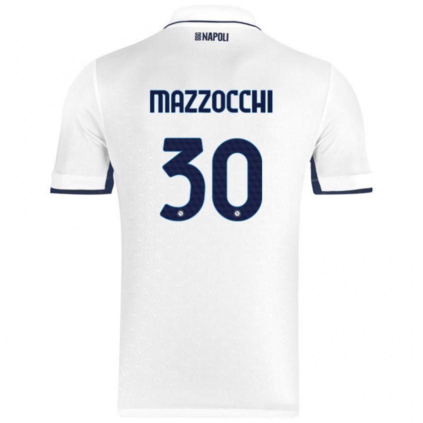 Bambino Maglia Pasquale Mazzocchi #30 Bianco Blu Reale Kit Gara Away 2024/25 Maglietta