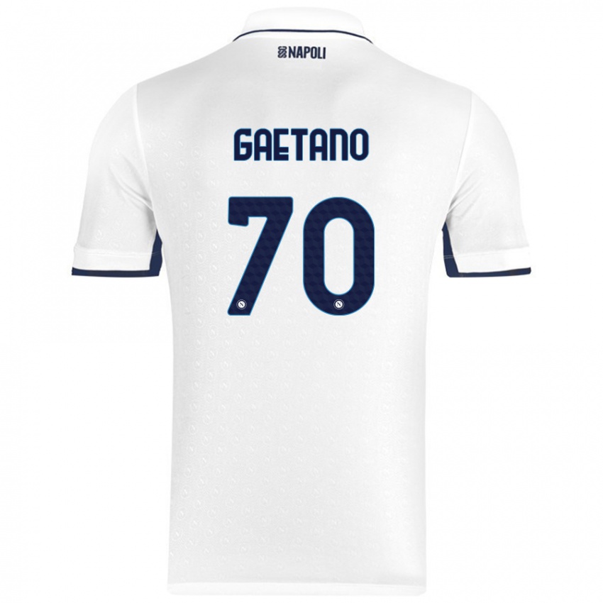 Bambino Maglia Gianluca Gaetano #70 Bianco Blu Reale Kit Gara Away 2024/25 Maglietta