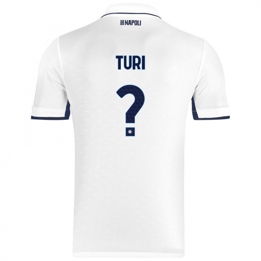 Bambino Maglia Claudio Turi #0 Bianco Blu Reale Kit Gara Away 2024/25 Maglietta