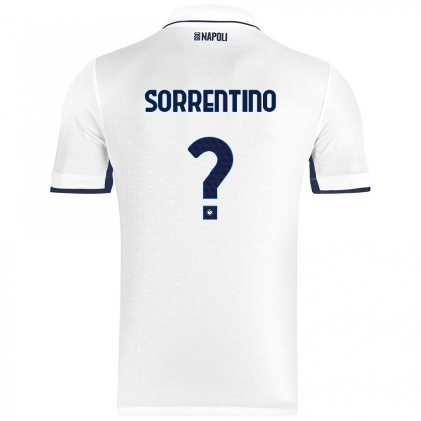 Bambino Maglia Andrea Sorrentino #0 Bianco Blu Reale Kit Gara Away 2024/25 Maglietta