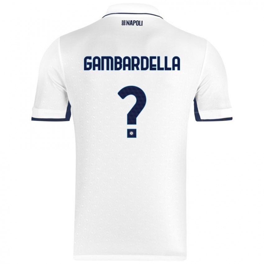 Bambino Maglia Vittorio Gambardella #0 Bianco Blu Reale Kit Gara Away 2024/25 Maglietta