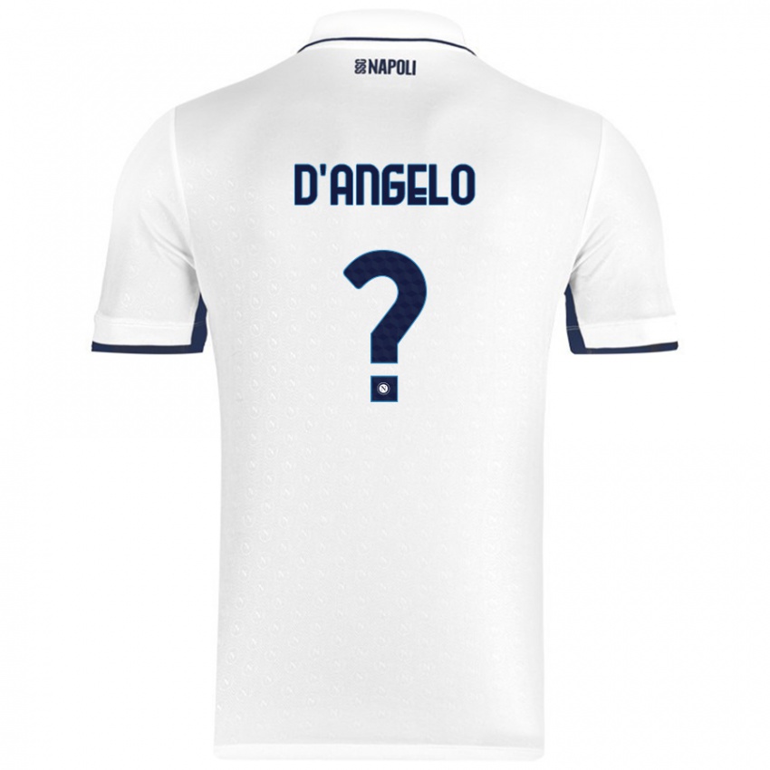 Bambino Maglia Giuseppe D'angelo #0 Bianco Blu Reale Kit Gara Away 2024/25 Maglietta