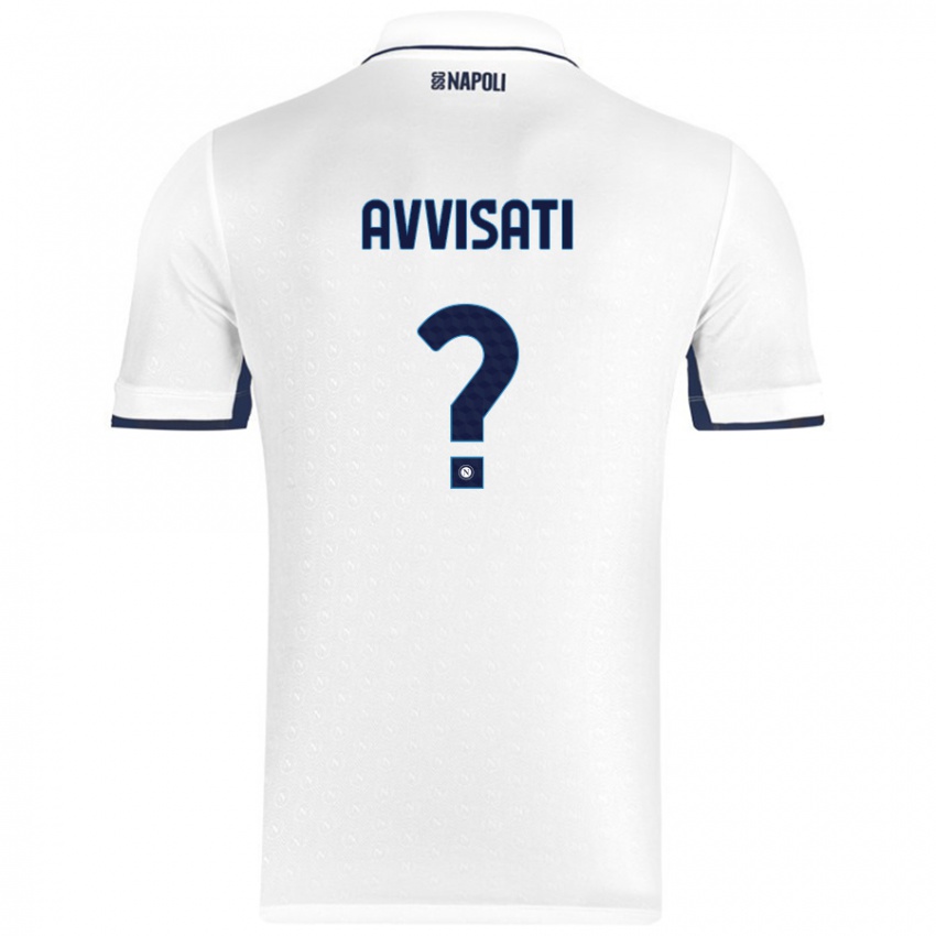 Bambino Maglia Domenico Avvisati #0 Bianco Blu Reale Kit Gara Away 2024/25 Maglietta