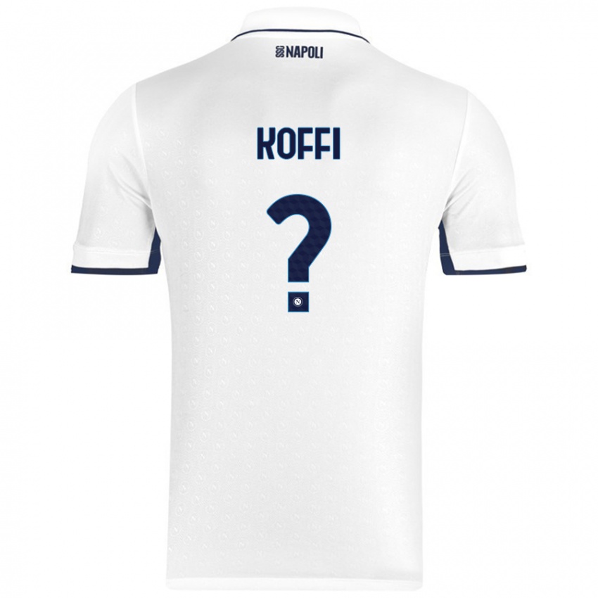 Bambino Maglia Cedrick Koffi #0 Bianco Blu Reale Kit Gara Away 2024/25 Maglietta