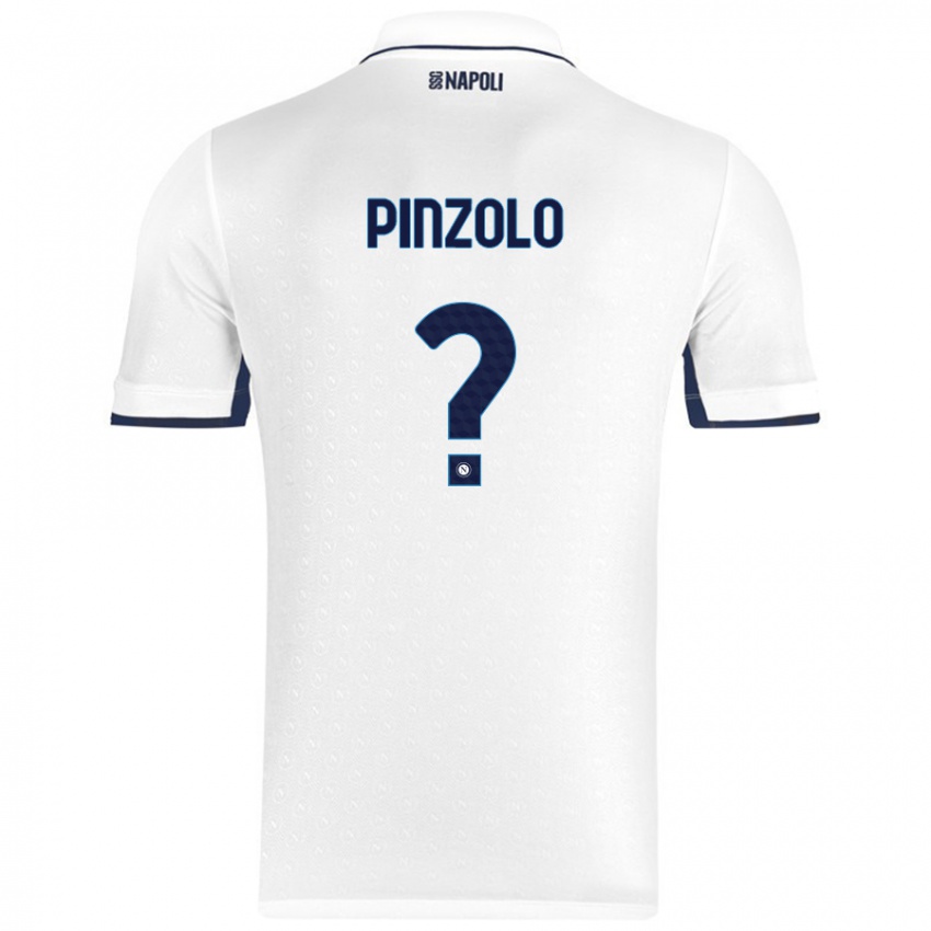 Bambino Maglia Giandiego Pinzolo #0 Bianco Blu Reale Kit Gara Away 2024/25 Maglietta