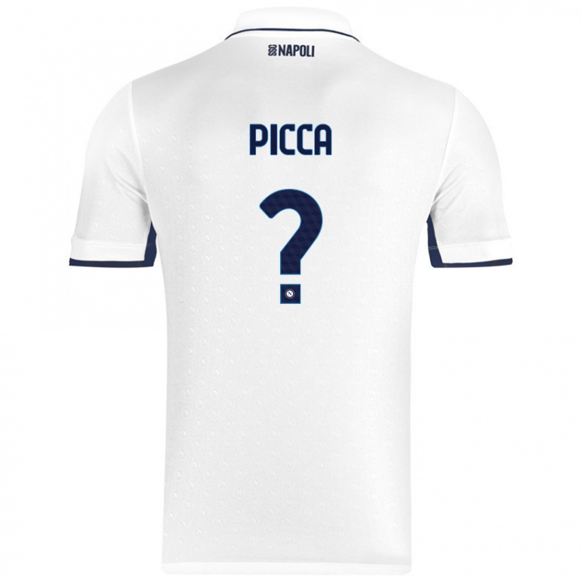 Bambino Maglia Luigi Picca #0 Bianco Blu Reale Kit Gara Away 2024/25 Maglietta