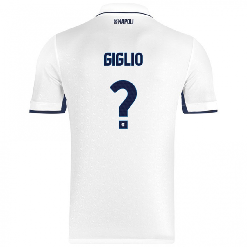 Bambino Maglia Angelo Giglio #0 Bianco Blu Reale Kit Gara Away 2024/25 Maglietta