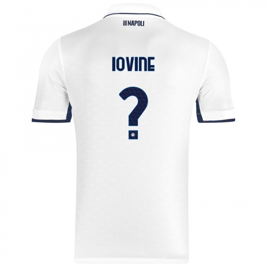 Bambino Maglia Andrea Iovine #0 Bianco Blu Reale Kit Gara Away 2024/25 Maglietta