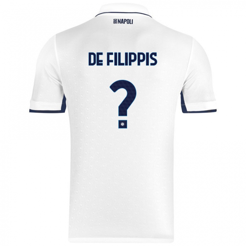 Bambino Maglia Antonio De Filippis #0 Bianco Blu Reale Kit Gara Away 2024/25 Maglietta