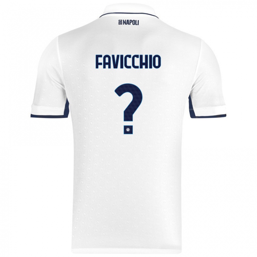 Bambino Maglia Elia Favicchio #0 Bianco Blu Reale Kit Gara Away 2024/25 Maglietta