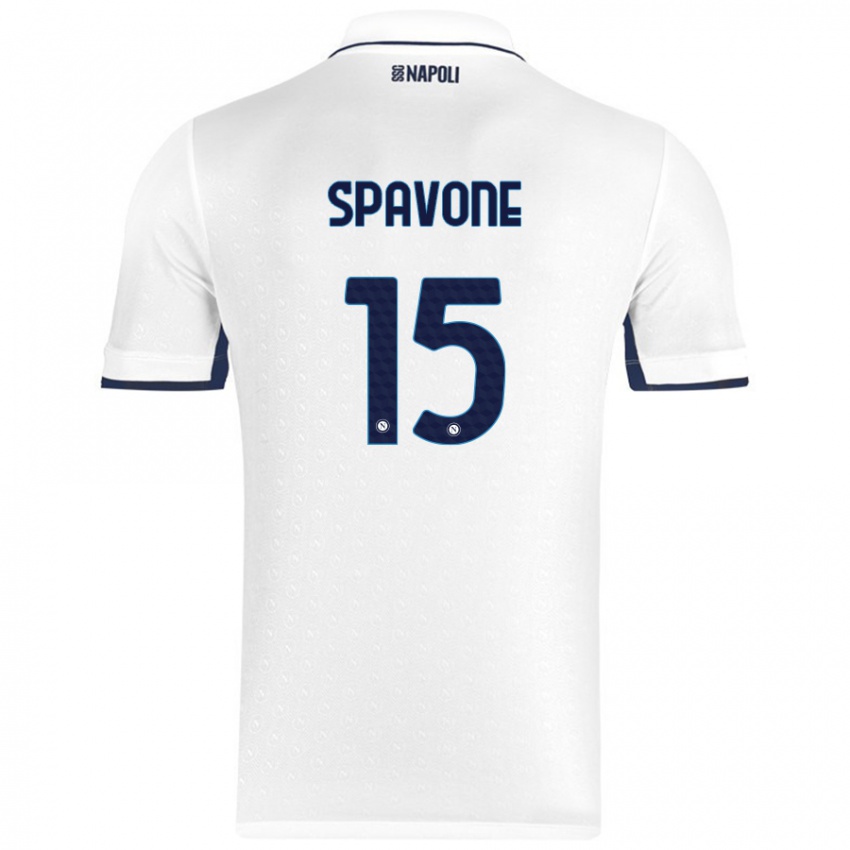 Bambino Maglia Alessandro Spavone #15 Bianco Blu Reale Kit Gara Away 2024/25 Maglietta