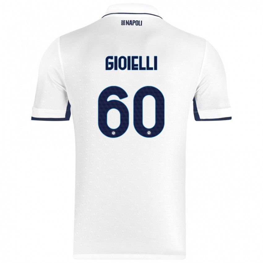 Bambino Maglia Francesco Gioielli #60 Bianco Blu Reale Kit Gara Away 2024/25 Maglietta