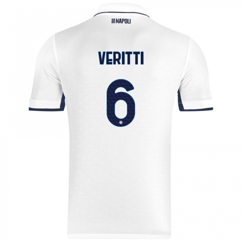 Bambino Maglia Federica Veritti #6 Bianco Blu Reale Kit Gara Away 2024/25 Maglietta