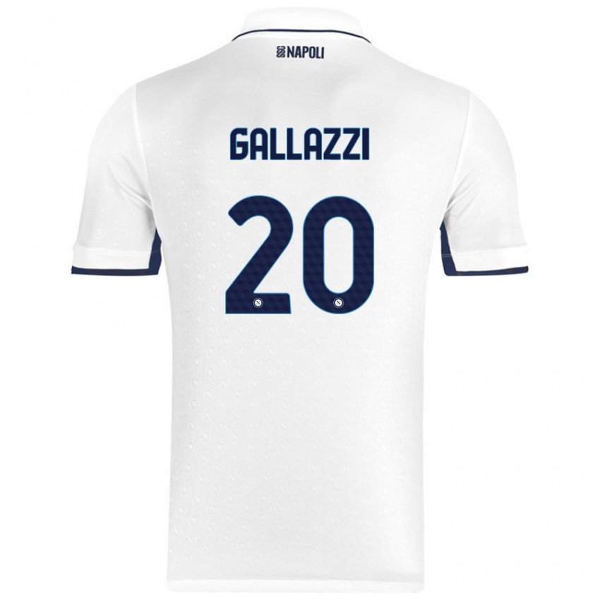 Bambino Maglia Valentina Gallazzi #20 Bianco Blu Reale Kit Gara Away 2024/25 Maglietta