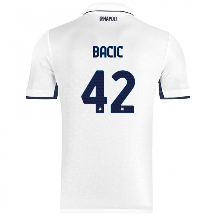 Bambino Maglia Doris Bačić #42 Bianco Blu Reale Kit Gara Away 2024/25 Maglietta