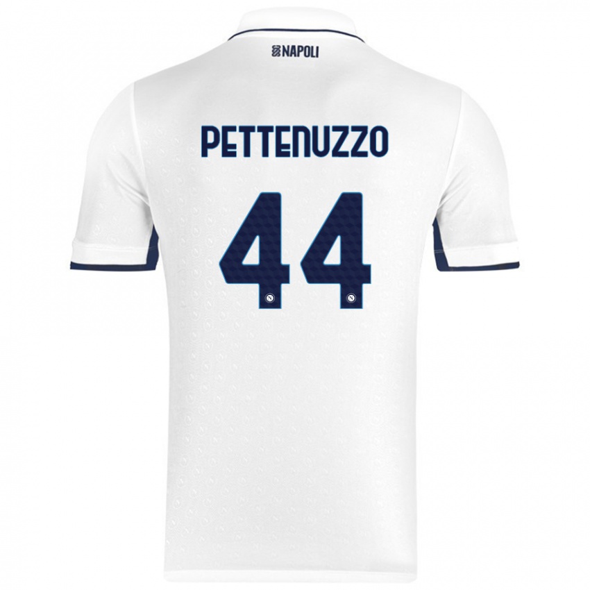 Bambino Maglia Tecla Pettenuzzo #44 Bianco Blu Reale Kit Gara Away 2024/25 Maglietta