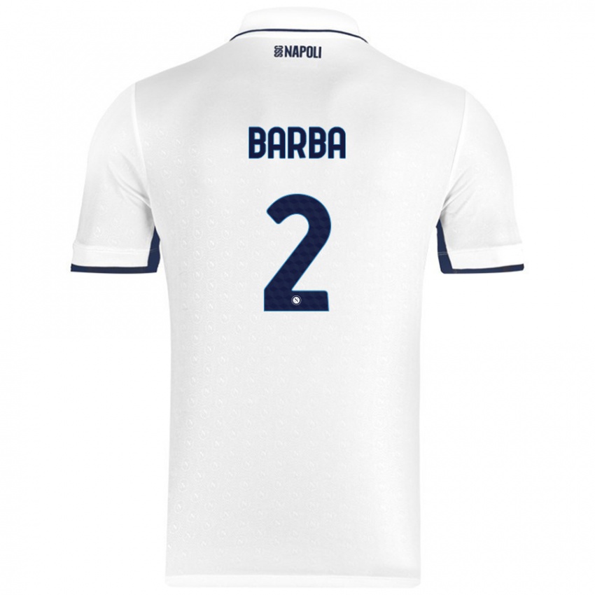 Bambino Maglia Benedetto Barba #2 Bianco Blu Reale Kit Gara Away 2024/25 Maglietta