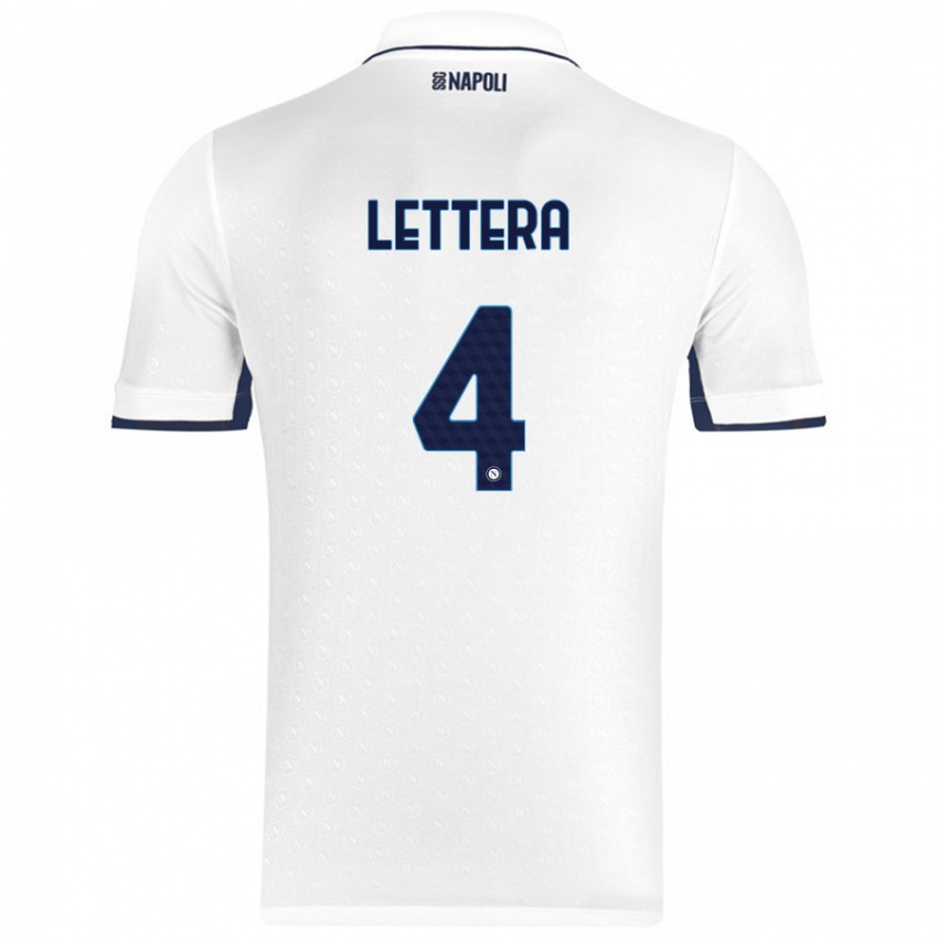 Bambino Maglia Alessio Lettera #4 Bianco Blu Reale Kit Gara Away 2024/25 Maglietta