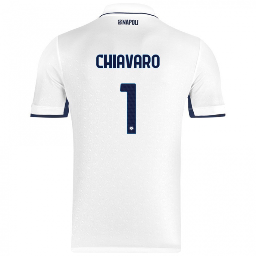 Bambino Maglia Kelly Chiavaro #1 Bianco Blu Reale Kit Gara Away 2024/25 Maglietta