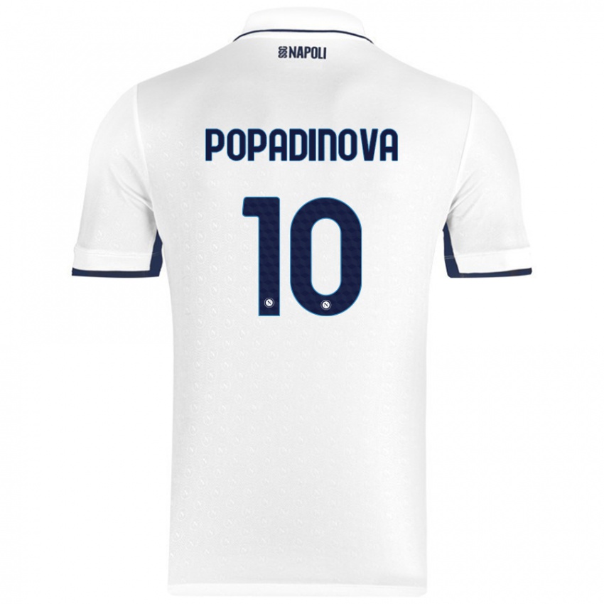 Bambino Maglia Evdokiya Popadinova #10 Bianco Blu Reale Kit Gara Away 2024/25 Maglietta