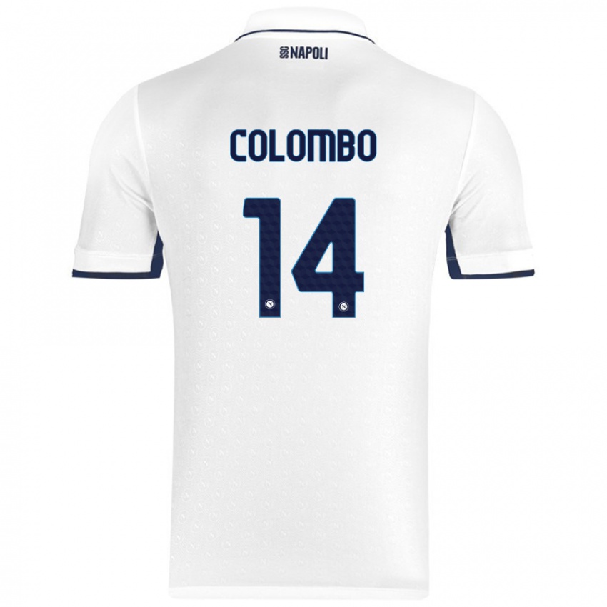 Bambino Maglia Sofia Colombo #14 Bianco Blu Reale Kit Gara Away 2024/25 Maglietta