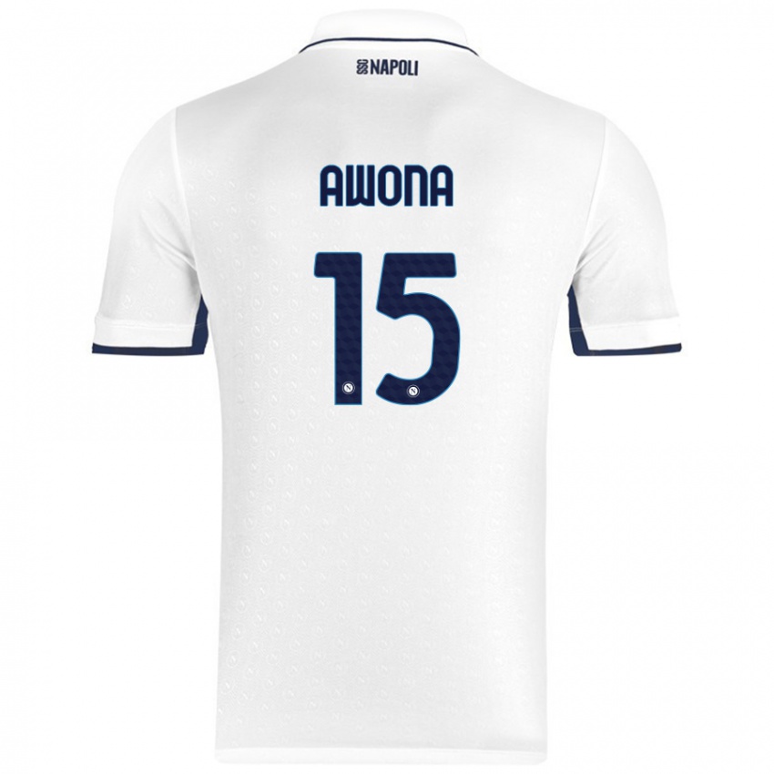 Bambino Maglia Aurelle Awona #15 Bianco Blu Reale Kit Gara Away 2024/25 Maglietta