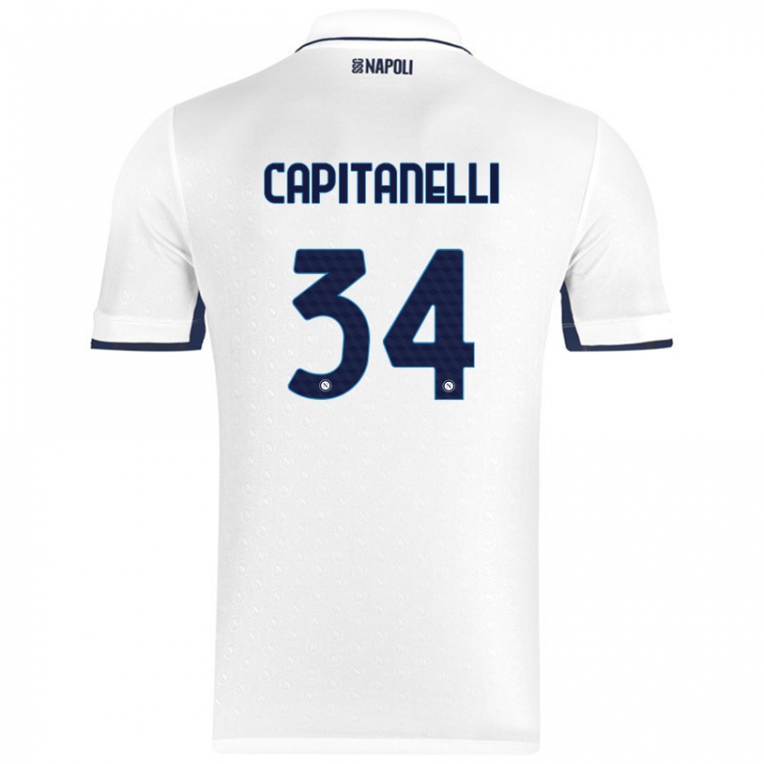 Bambino Maglia Ilaria Capitanelli #34 Bianco Blu Reale Kit Gara Away 2024/25 Maglietta