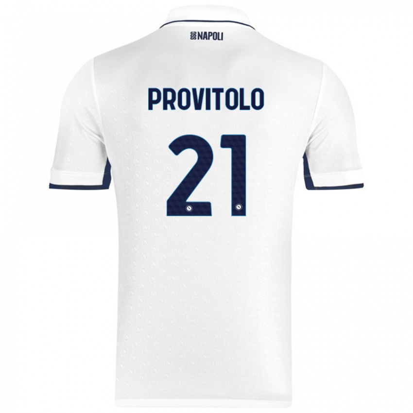 Bambino Maglia Vincenzo Provitolo #21 Bianco Blu Reale Kit Gara Away 2024/25 Maglietta