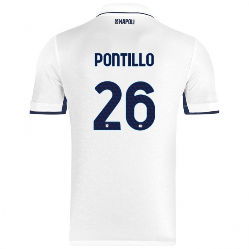 Bambino Maglia Pasquale Pontillo #26 Bianco Blu Reale Kit Gara Away 2024/25 Maglietta