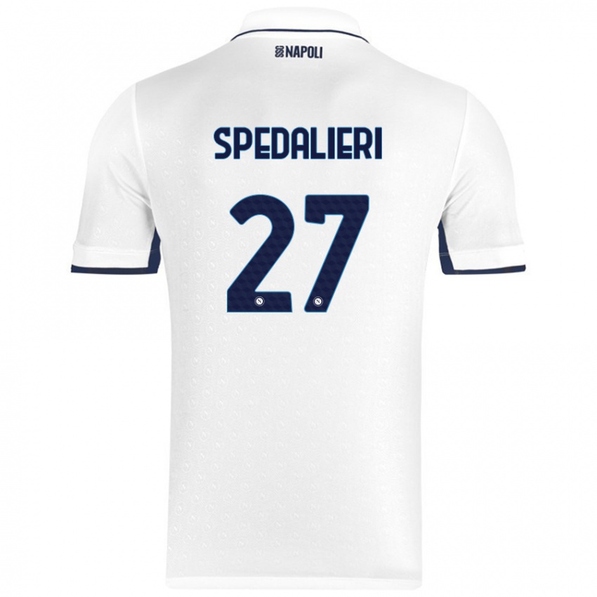 Bambino Maglia Johnatan Andrea Spedalieri #27 Bianco Blu Reale Kit Gara Away 2024/25 Maglietta