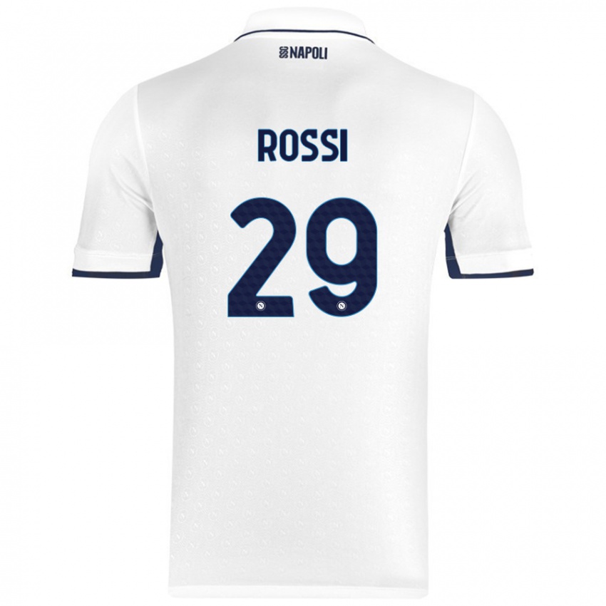 Bambino Maglia Francesco Rossi #29 Bianco Blu Reale Kit Gara Away 2024/25 Maglietta