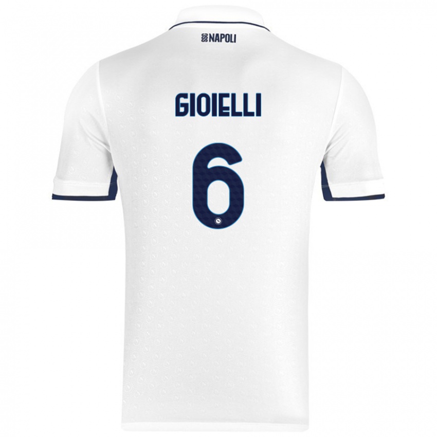 Bambino Maglia Francesco Pio Gioielli #6 Bianco Blu Reale Kit Gara Away 2024/25 Maglietta