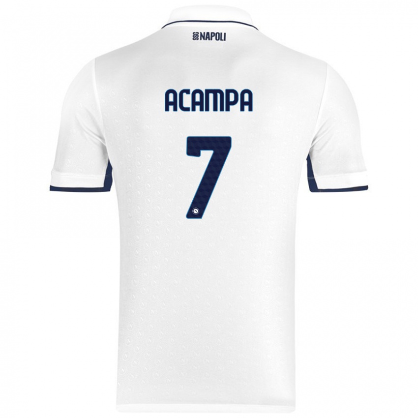 Bambino Maglia Davide Acampa #7 Bianco Blu Reale Kit Gara Away 2024/25 Maglietta