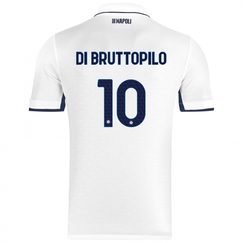 Bambino Maglia Giuseppe Ambrosino Di Bruttopilo #10 Bianco Blu Reale Kit Gara Away 2024/25 Maglietta