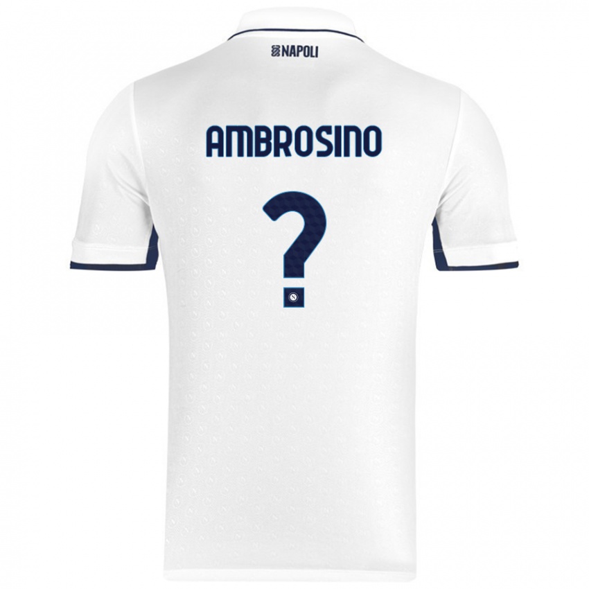 Bambino Maglia Ambrosino #0 Bianco Blu Reale Kit Gara Away 2024/25 Maglietta