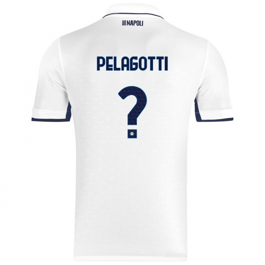 Bambino Maglia Ludovico Benjamin Pelagotti #0 Bianco Blu Reale Kit Gara Away 2024/25 Maglietta