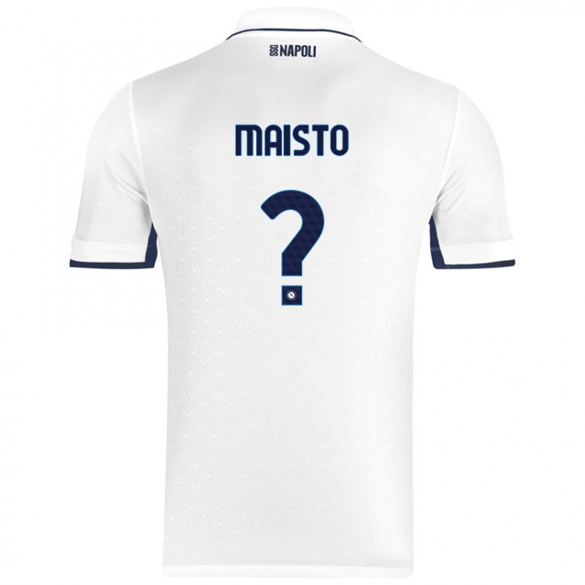 Bambino Maglia Antonio Maisto #0 Bianco Blu Reale Kit Gara Away 2024/25 Maglietta