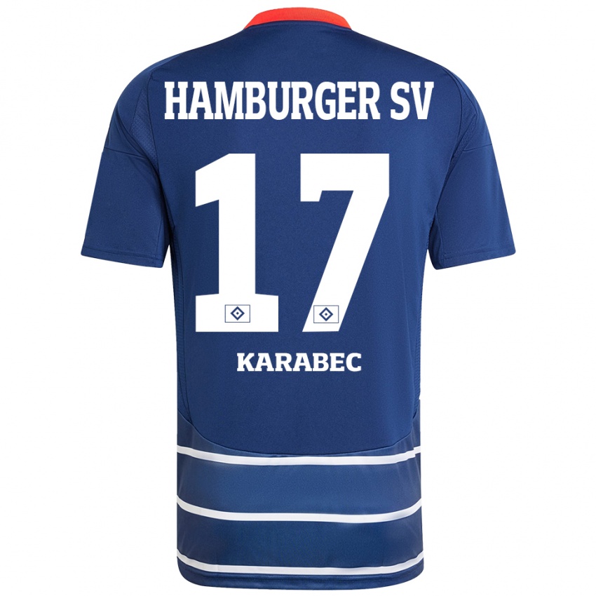 Bambino Maglia Adam Karabec #17 Blu Scuro Kit Gara Away 2024/25 Maglietta