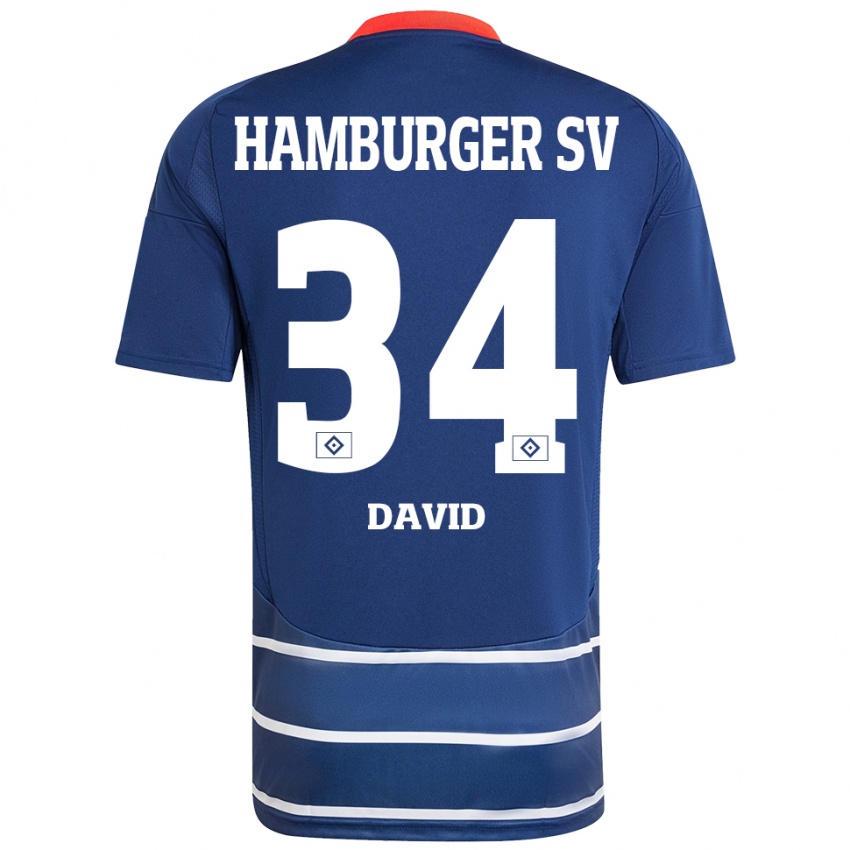 Bambino Maglia Jonas David #34 Blu Scuro Kit Gara Away 2024/25 Maglietta